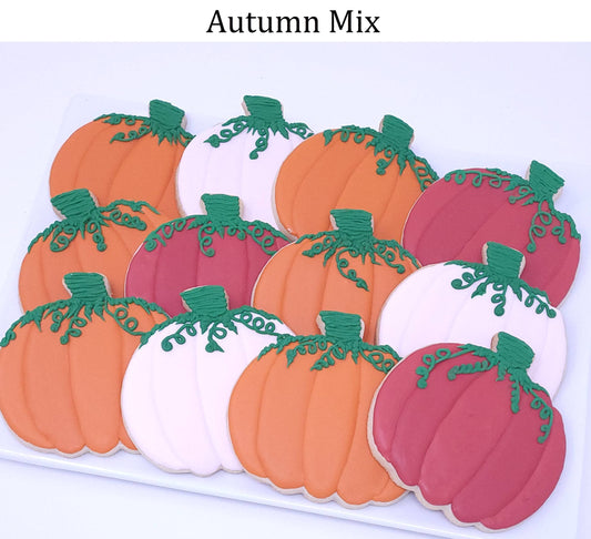 Pumpkin & Leaf Royal Icing Cookies